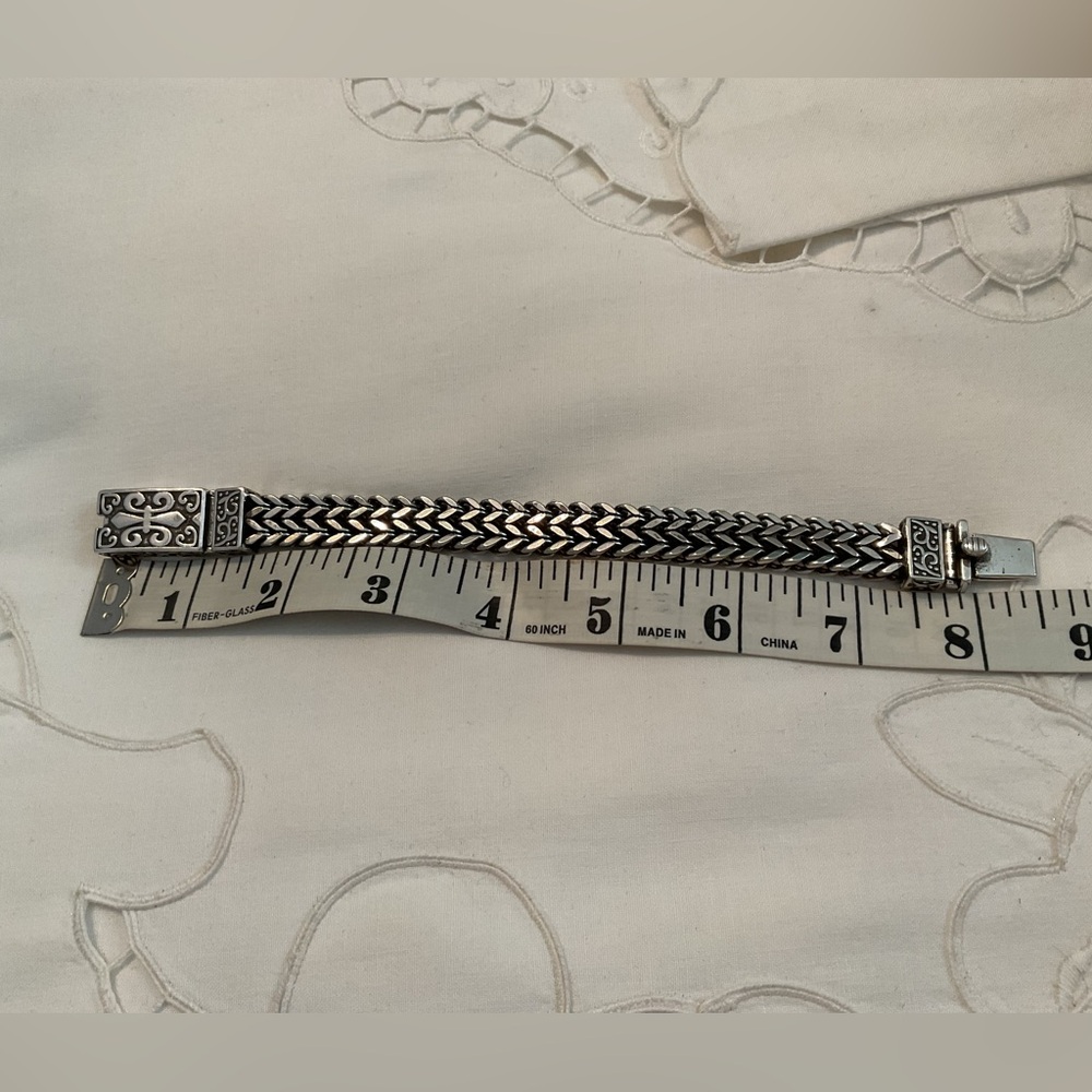 NEW WITHOUT TAGS 925 STERLING SILVER RUGGED Fleur De Lis Motif WOVEN BRACELETS - Picture 6 of 15